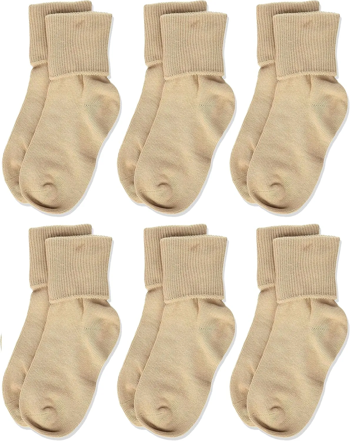 Jefferies Socks Girls 2-6X Seamless Turn Cuff 6 Pair Pack Socks