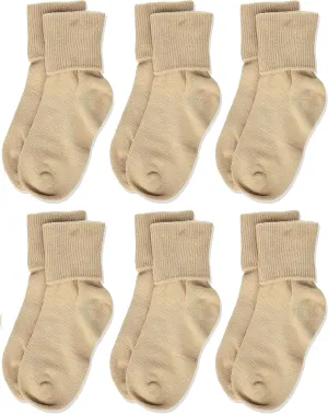 Jefferies Socks Girls 2-6X Seamless Turn Cuff 6 Pair Pack Socks