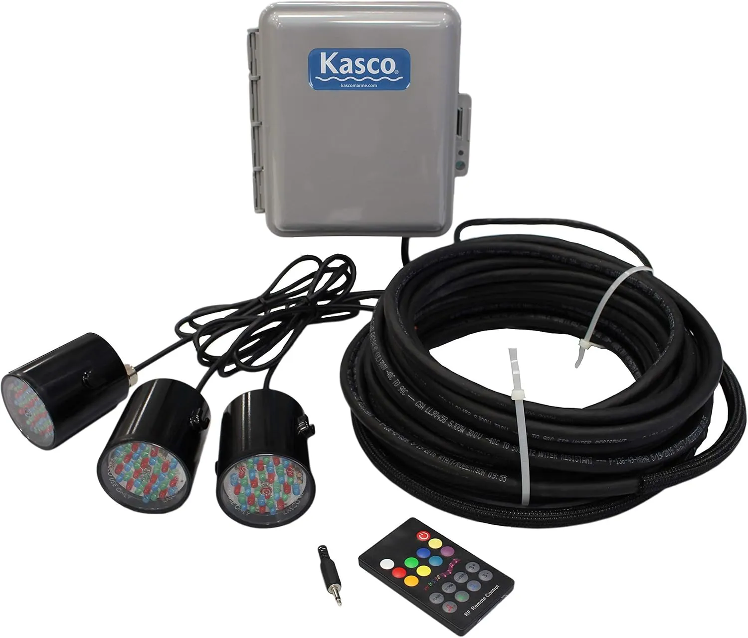 Kasco Fountain w/COLOR-CHANGING LED LIGHTS - 1HP - 100ft Cord - 5 patterns, RGB-LED Lighting Kit - 4400JF100, RGB3C5-100| Floating Fountain With Lights | LED Light Package W/Fountain