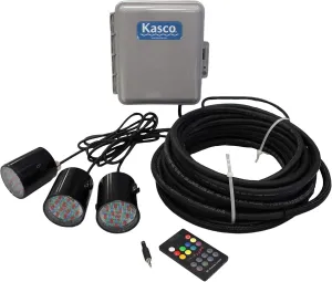 Kasco Fountain w/COLOR-CHANGING LED LIGHTS - 1HP - 100ft Cord - 5 patterns, RGB-LED Lighting Kit - 4400JF100, RGB3C5-100| Floating Fountain With Lights | LED Light Package W/Fountain