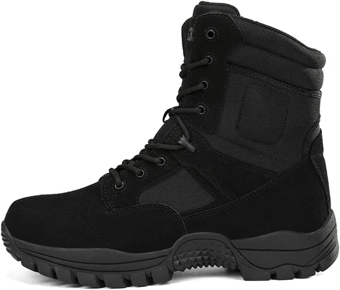 Kervaky Men's Tactical Boots, side zipper, easy to wear, outdoor, work, military boot, tactical boots for men