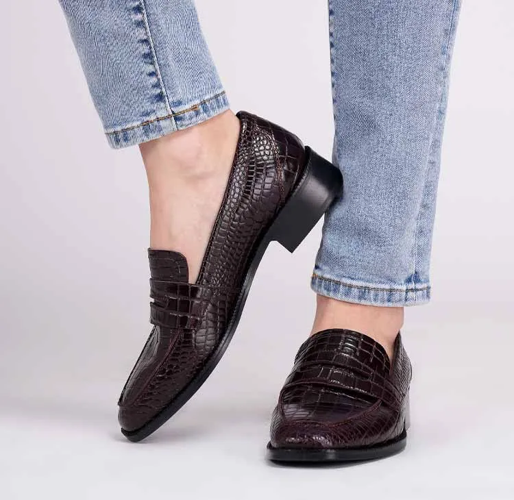 kew burgundy croc