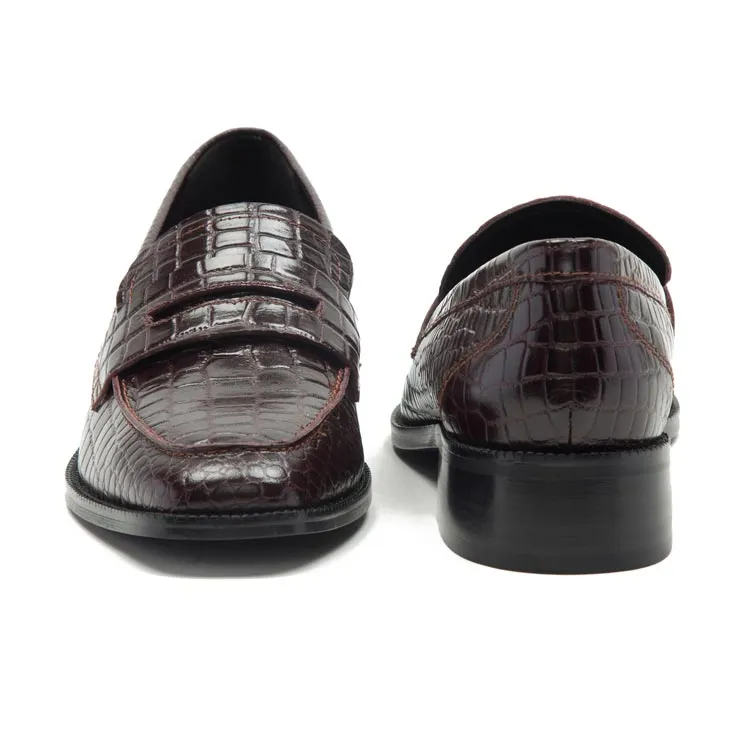 kew burgundy croc