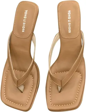 Kitten Heels for Women Square Toe Heels Comfortable Pumps Dressy Wedding Shoes Summer Flip Flop for Work Party