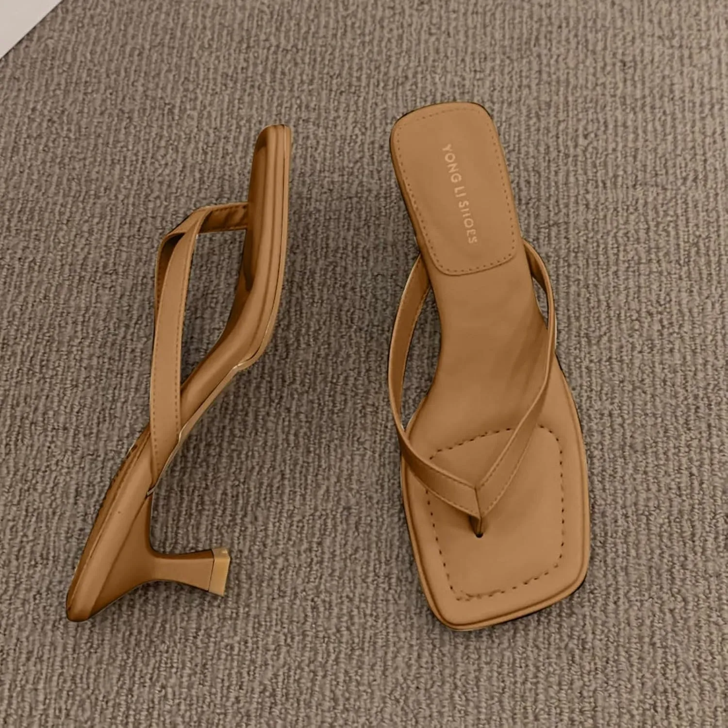 Kitten Heels for Women Square Toe Heels Comfortable Pumps Dressy Wedding Shoes Summer Flip Flop for Work Party