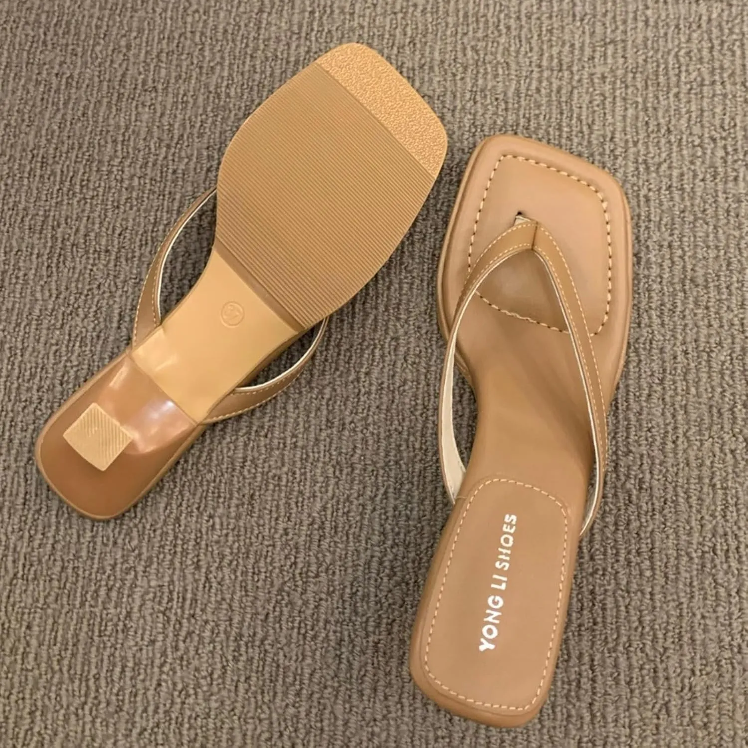 Kitten Heels for Women Square Toe Heels Comfortable Pumps Dressy Wedding Shoes Summer Flip Flop for Work Party