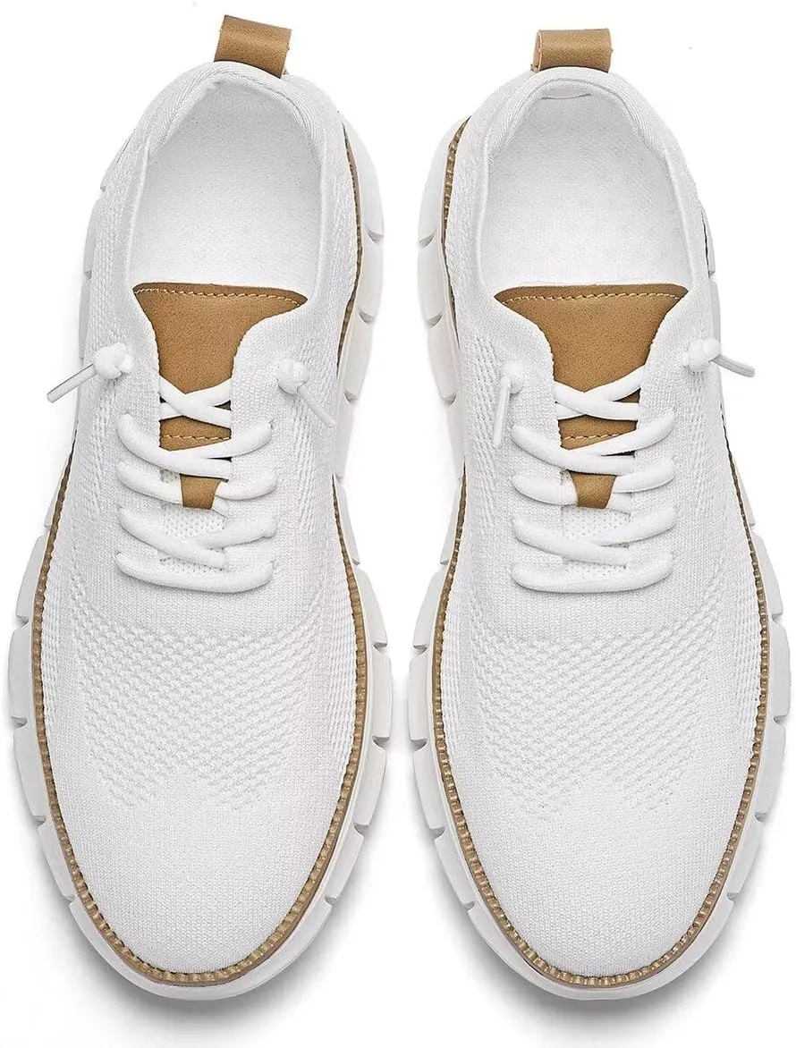 Kundork Men's Casual Dress Shoes Comfort Walking Shoes Mesh Knit Lightweight Breathable Sneakers