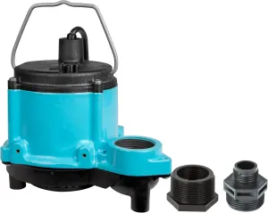 Little Giant 6-CIM-R 115-Volt, 1/3 HP, 2750 GPH Manual Submersible Sump/Utility Pump with 10-Ft. Cord, Blue, 506271