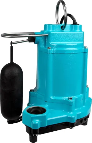 Little Giant 6EC-CIA-SFS 1/3 HP, 115-Volt, 3180 GPH Automatic Cast Iron Submersible Sump/Effluent Pump with Polypropylene Base, Integral Snap-Action Float Switch and 10-Ft. Cord, Blue, 506807