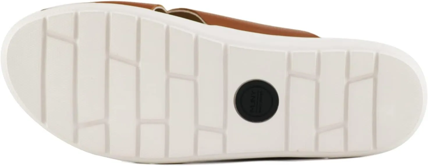Marc Joseph New York Womens Casual Genuine Leather Flat Slide Mules Criss Cross Sandals Open Toe Backless Comfortable Lightweight EVA Sole Fashion Slip-on Slides