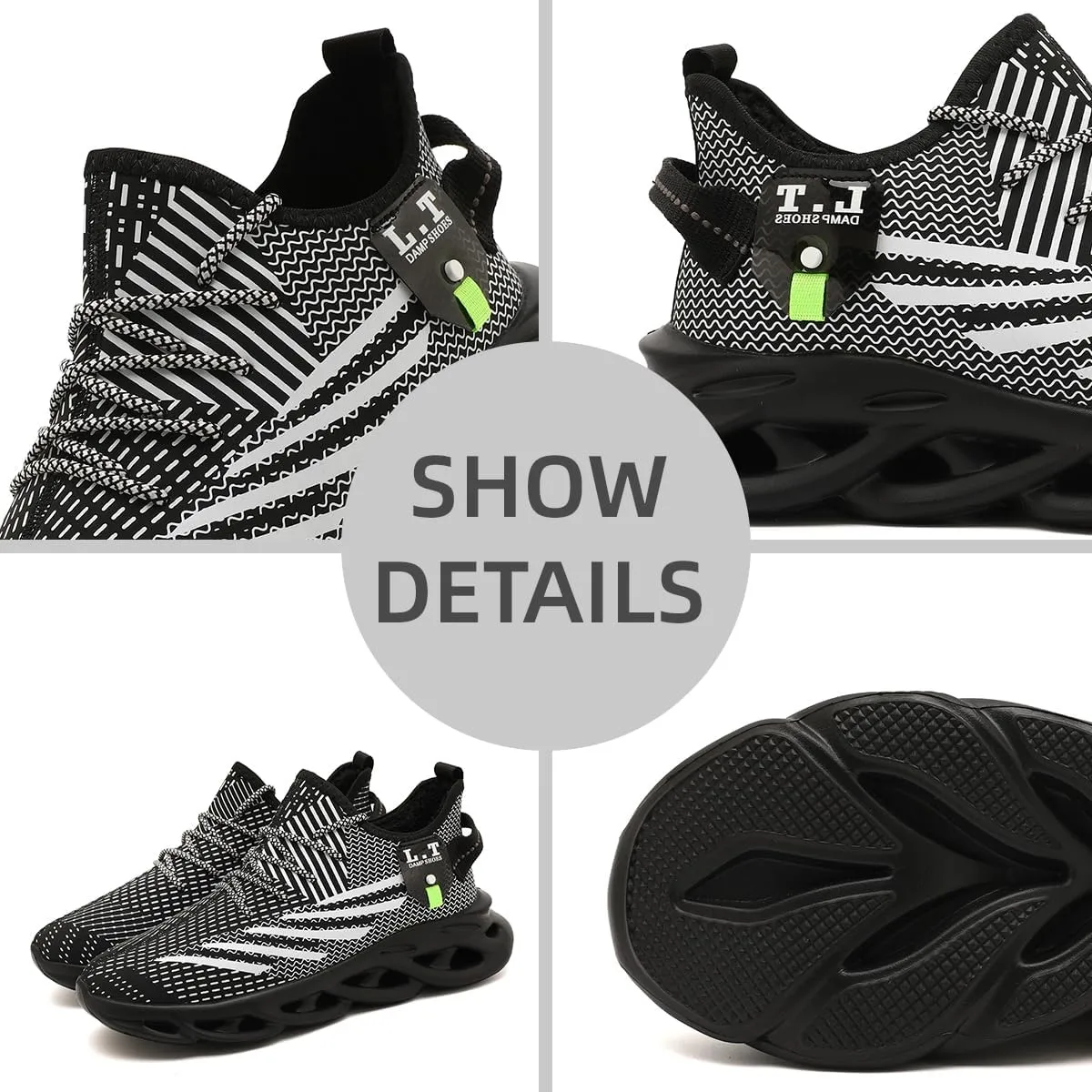 Men Running Shoes Men's Tennis Shoes Fashion Breathable Lightweight Sneakers Workout Non Slip Gym Shoe for Running Black