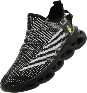 Men Running Shoes Men's Tennis Shoes Fashion Breathable Lightweight Sneakers Workout Non Slip Gym Shoe for Running Black
