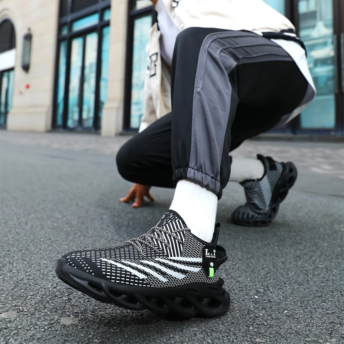 Men Running Shoes Men's Tennis Shoes Fashion Breathable Lightweight Sneakers Workout Non Slip Gym Shoe for Running Black