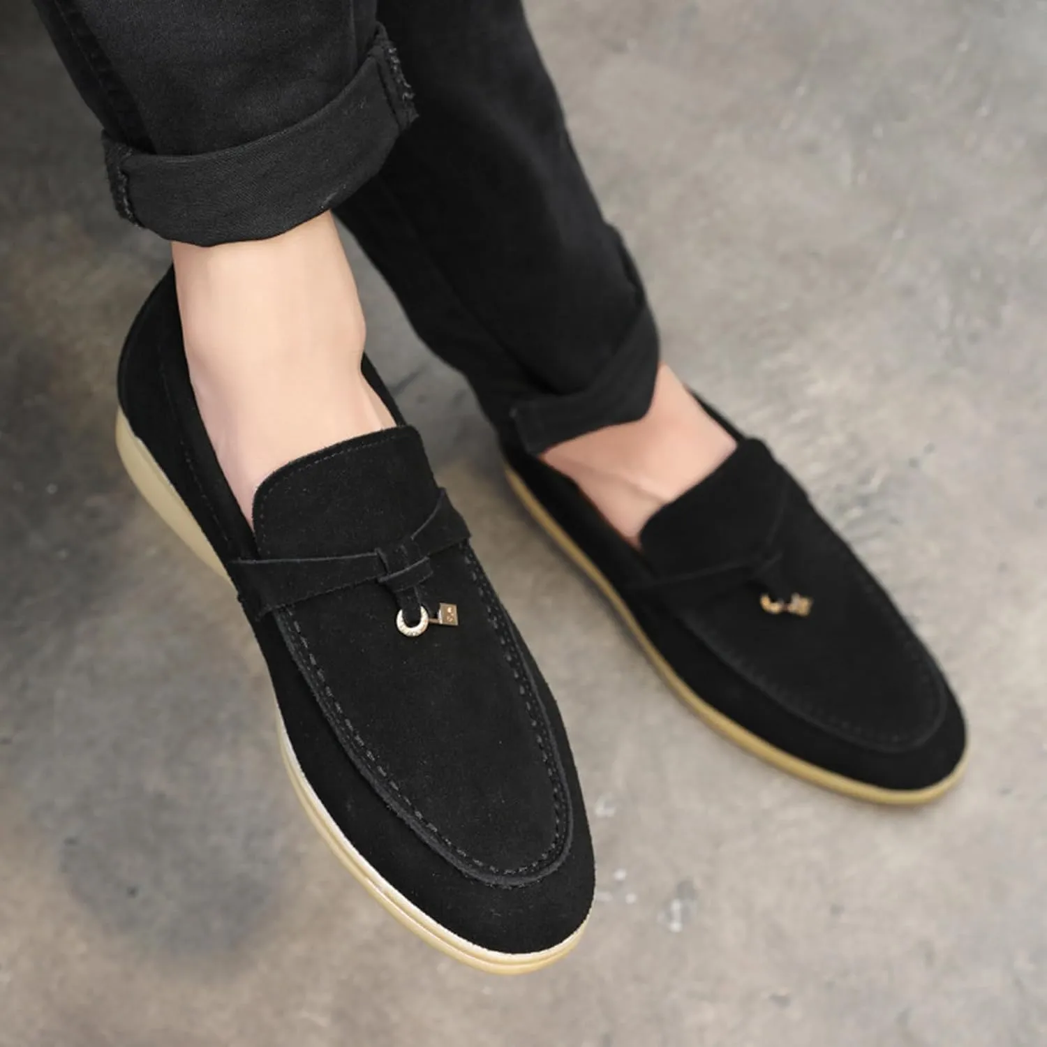 Men's Penny Suede Leather Loafers Shoes Fashion Dress Loafers Outdoor Walking Daily Shoes for Party Wedding Prom