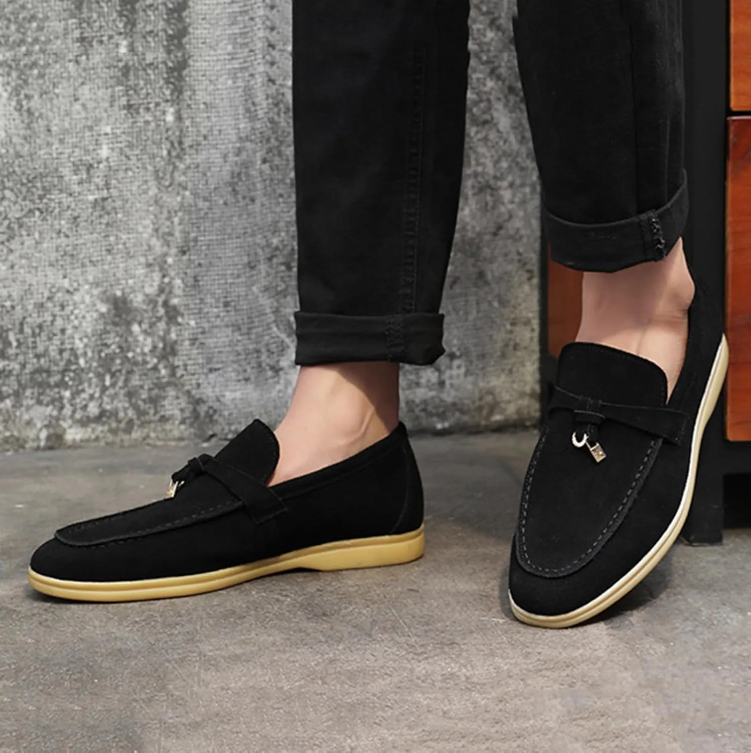 Men's Penny Suede Leather Loafers Shoes Fashion Dress Loafers Outdoor Walking Daily Shoes for Party Wedding Prom