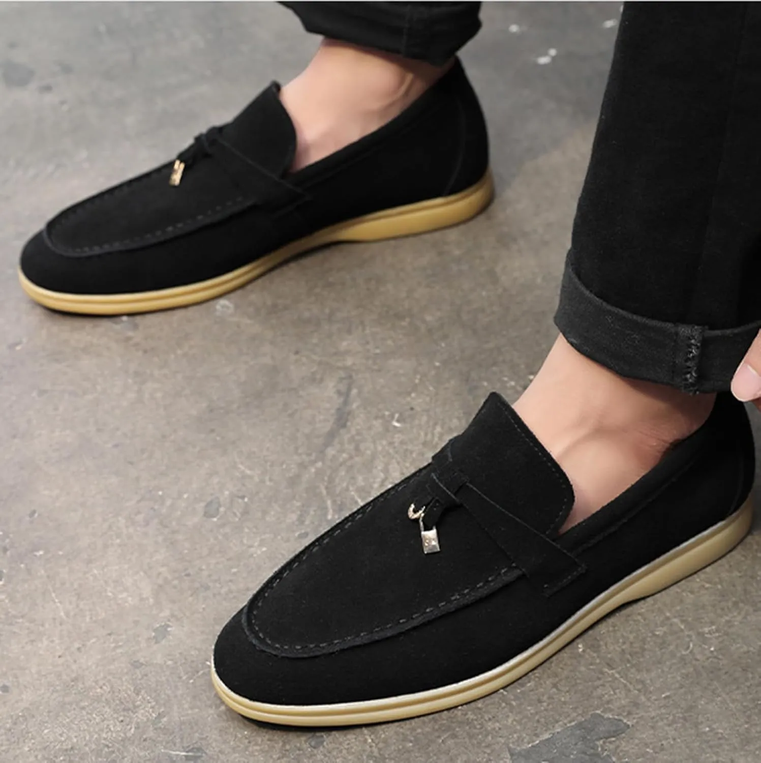 Men's Penny Suede Leather Loafers Shoes Fashion Dress Loafers Outdoor Walking Daily Shoes for Party Wedding Prom