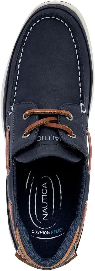 Nautica Men's Lace-Up Moccasin Boat Shoes - Cushioned Insole Casual Deck Loafers for Walking Comfort - Zapato