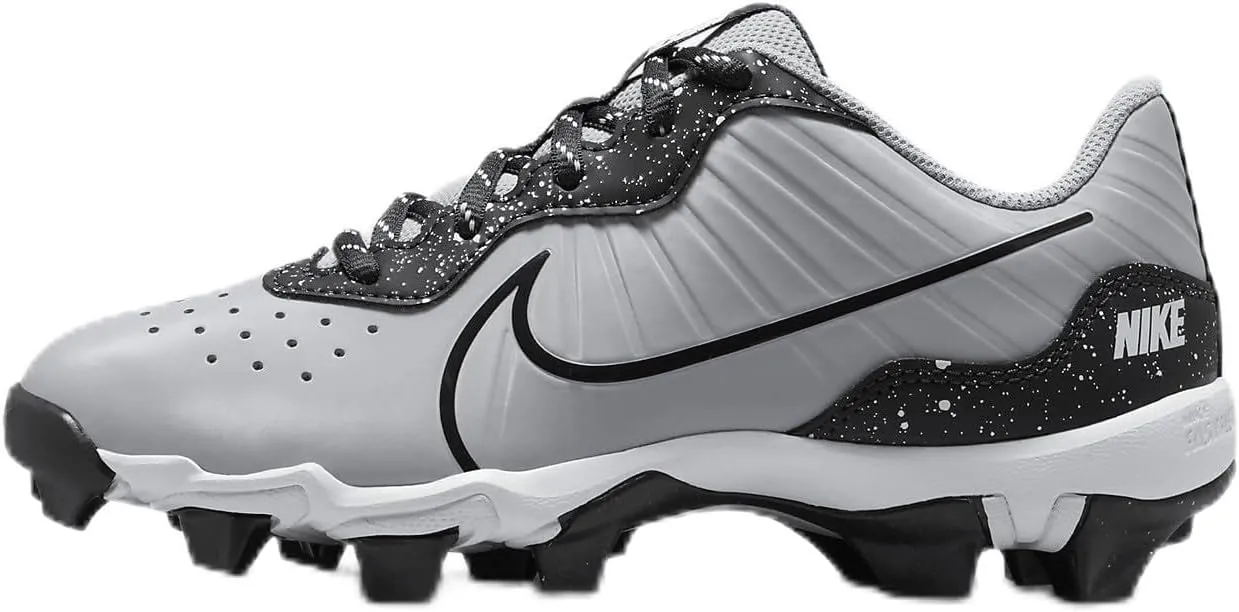Nike Alpha Huarache 4 Keystone Little/Big Kids' Baseball Cleats (DJ6525-005, Wolf Grey/White/Dark Smoke Grey) Size 2