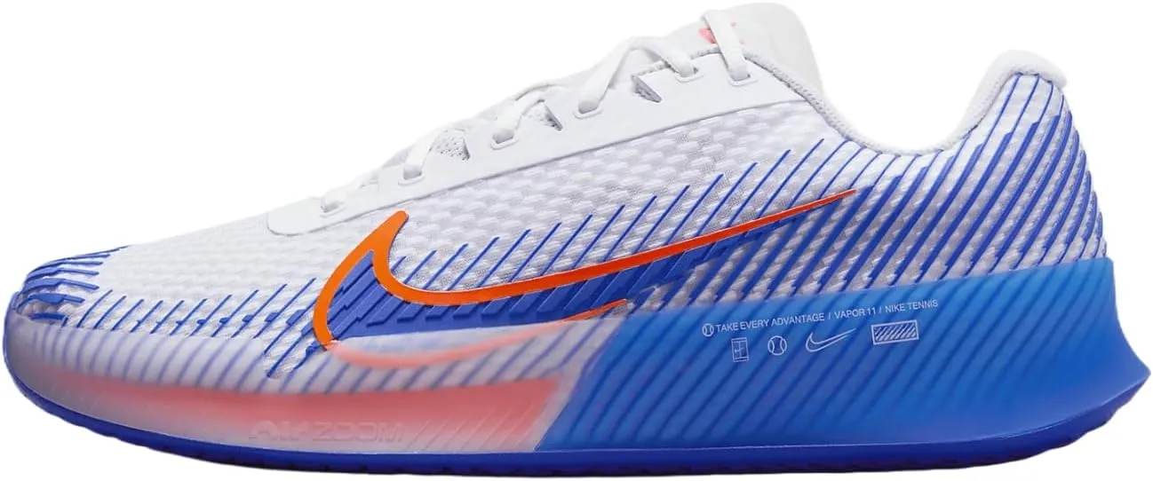 NikeCourt Air Zoom Vapor 11 Men's Hard Court Tennis Shoes (DR6966-105, White/Hyper Crimson/Hyper Royal) Size 11.5