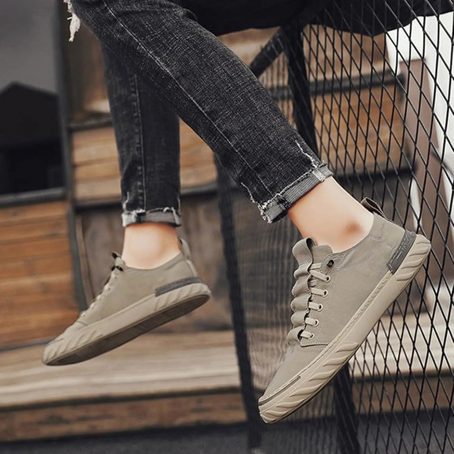 Non Slip Work Sport Shoes for Men Trendy Versatile Shoes Casual Versatile Canvas Arch Business Casual Shoe Men