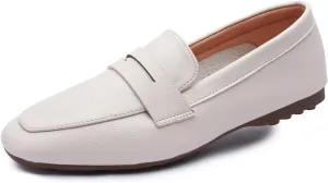 Odema Must-Have Women's Loafer Flat Square Toe Plain Penny Loafers Comfort Slip on Shoes