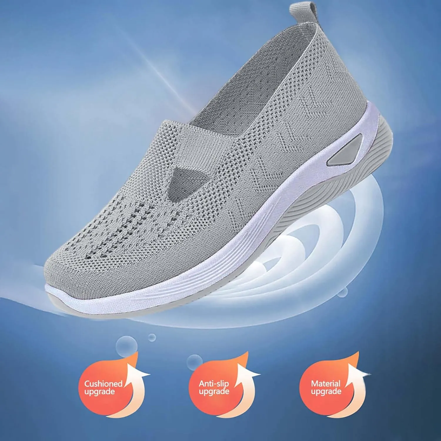 Orthowalkway Womens Shoes Orthopedic Arch Support Breathable Flying Woven Sneakers Casual Comfort Wear Slip On Sneaker