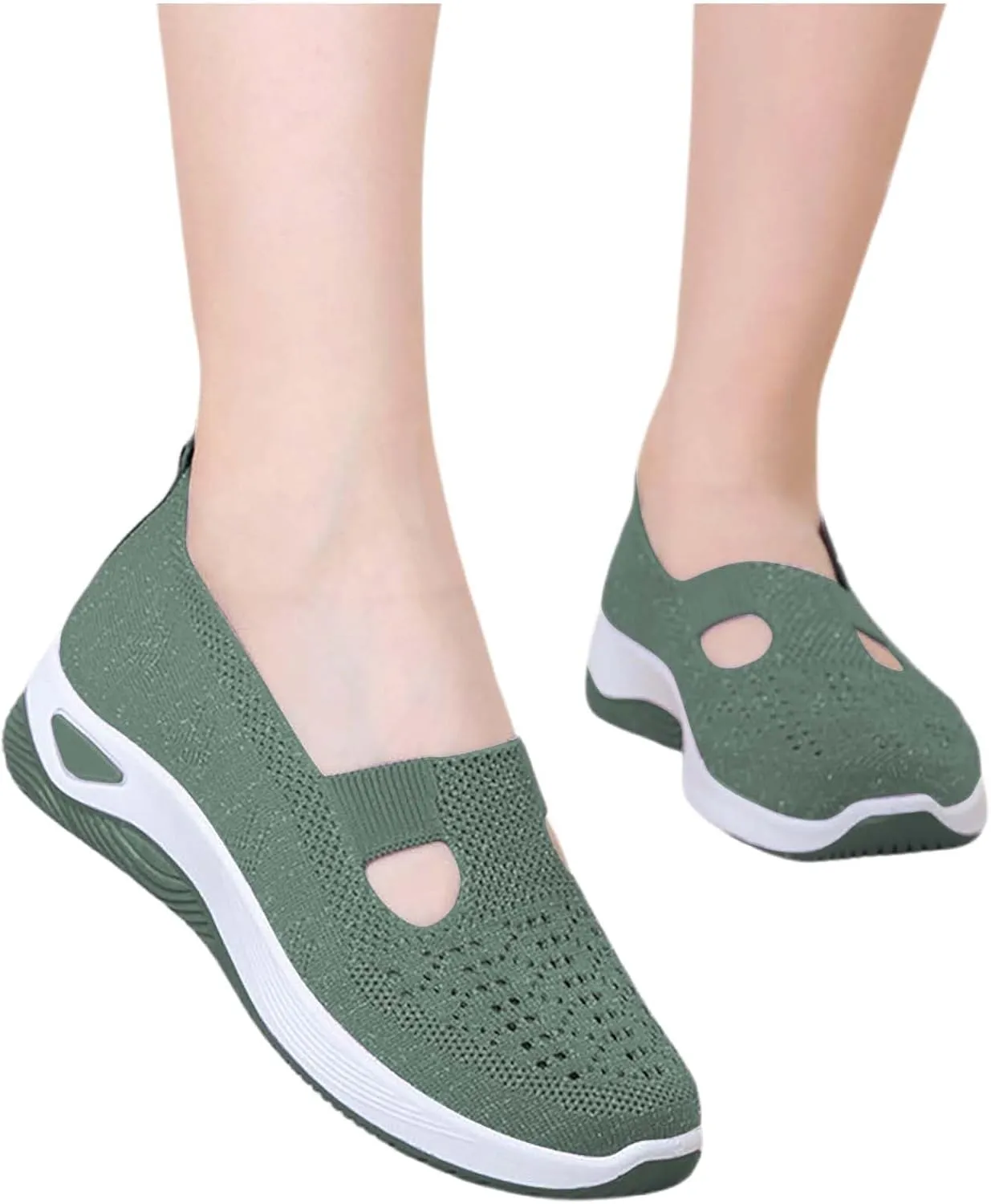 Orthowalkway Womens Shoes Orthopedic Arch Support Breathable Flying Woven Sneakers Casual Comfort Wear Slip On Sneaker