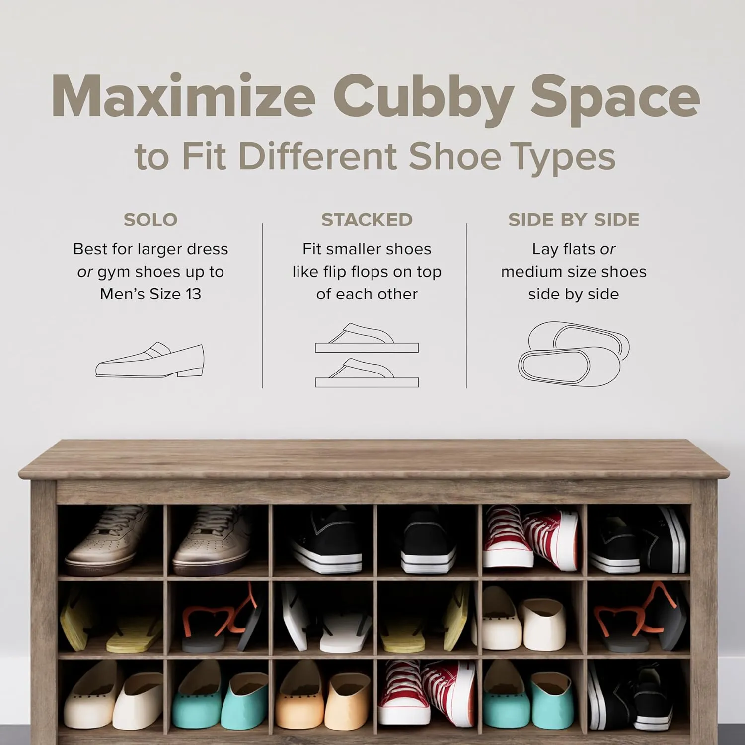 Prepac Elegant Brown Shoe Storage Cabinet, Space-Saving Solution with Cubbies for 36 Pairs, 13"D x 23.5" W x 72.5" H