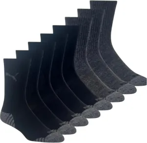 PUMA Men's Crew Socks, 8 pair, Fits Shoe Sizes 6-12, Black
