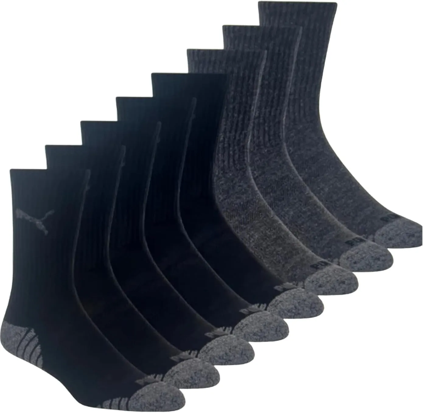 PUMA Men's Crew Socks, 8 pair, Fits Shoe Sizes 6-12, Black