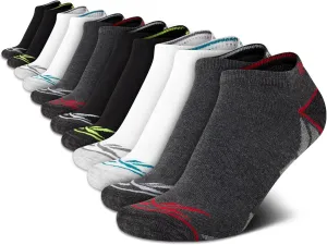 Reebok Boys' Low Cut Socks - 12 Pack Stretch Performance No Show Socks with Arch Support - Cushioned Athletic Socks for Boys