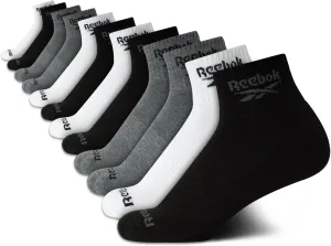 Reebok Boys' Quarter Socks - 12 Pack Stretch Performance Quarter Cut Arch Support Socks - Cushioned Athletic Socks for Boys