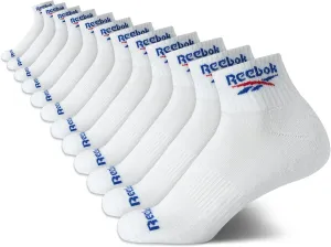 Reebok Boys' Quarter Socks - 12 Pack Stretch Performance Quarter Cut Arch Support Socks - Cushioned Athletic Socks for Boys