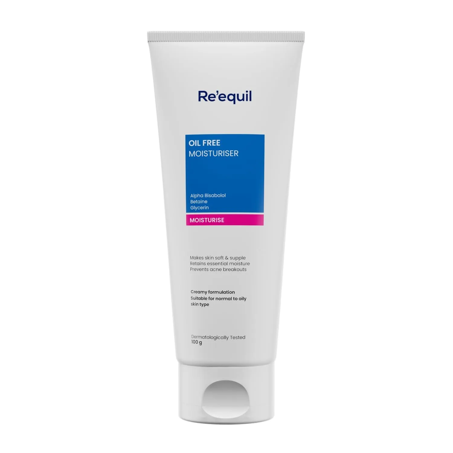 RE.EIUQL Oil Free Moisturiser | Lightweight Moisturizer For Face | Retains Essential Moisture | Prevents Acne Breakouts | Suitable For Normal, Oily & Combination Skin | 100G