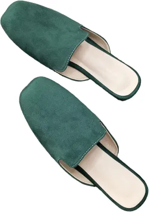SAILING LU Square Toe Mules for Women Casual Backless Shoes Solid Color Flat Slip ons Comfort Summer Sandals