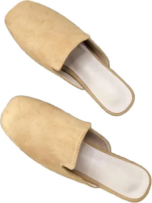SAILING LU Square Toe Mules for Women Casual Backless Shoes Solid Color Flat Slip ons Comfort Summer Sandals