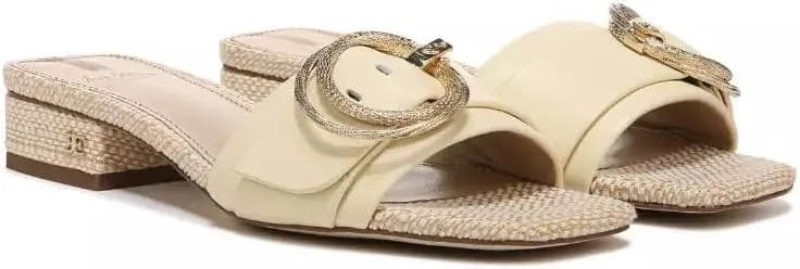 Sam Edelman Women's Delfi Bleached Wheat Slip On Open Toe Flat Slide Mule Sandal (Bleached Wheat, 9.5)