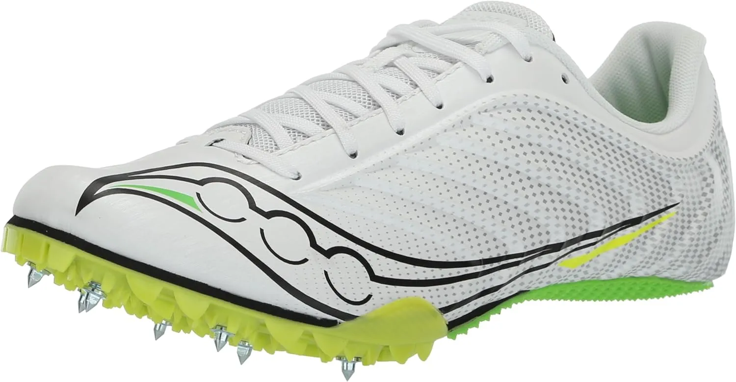 Saucony Men's Spitfire 5 Cross Country Running Shoe Sneaker, White/Slime, 13
