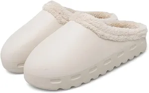 Slippers for Woman Mens Indoor Outdoor EVA Waterproof Fur Lined Clog Memory Foam House Slippers