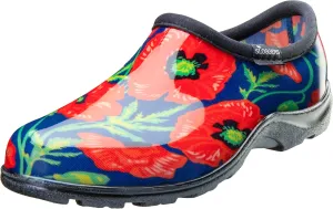 Sloggers Original Waterproof Rain and Garden Shoe for Women– Outdoor Slip-On Garden Clog - Made in The USA with Premium Comfort Insole and Arch Support - Bold Poppies Blue, Size 11