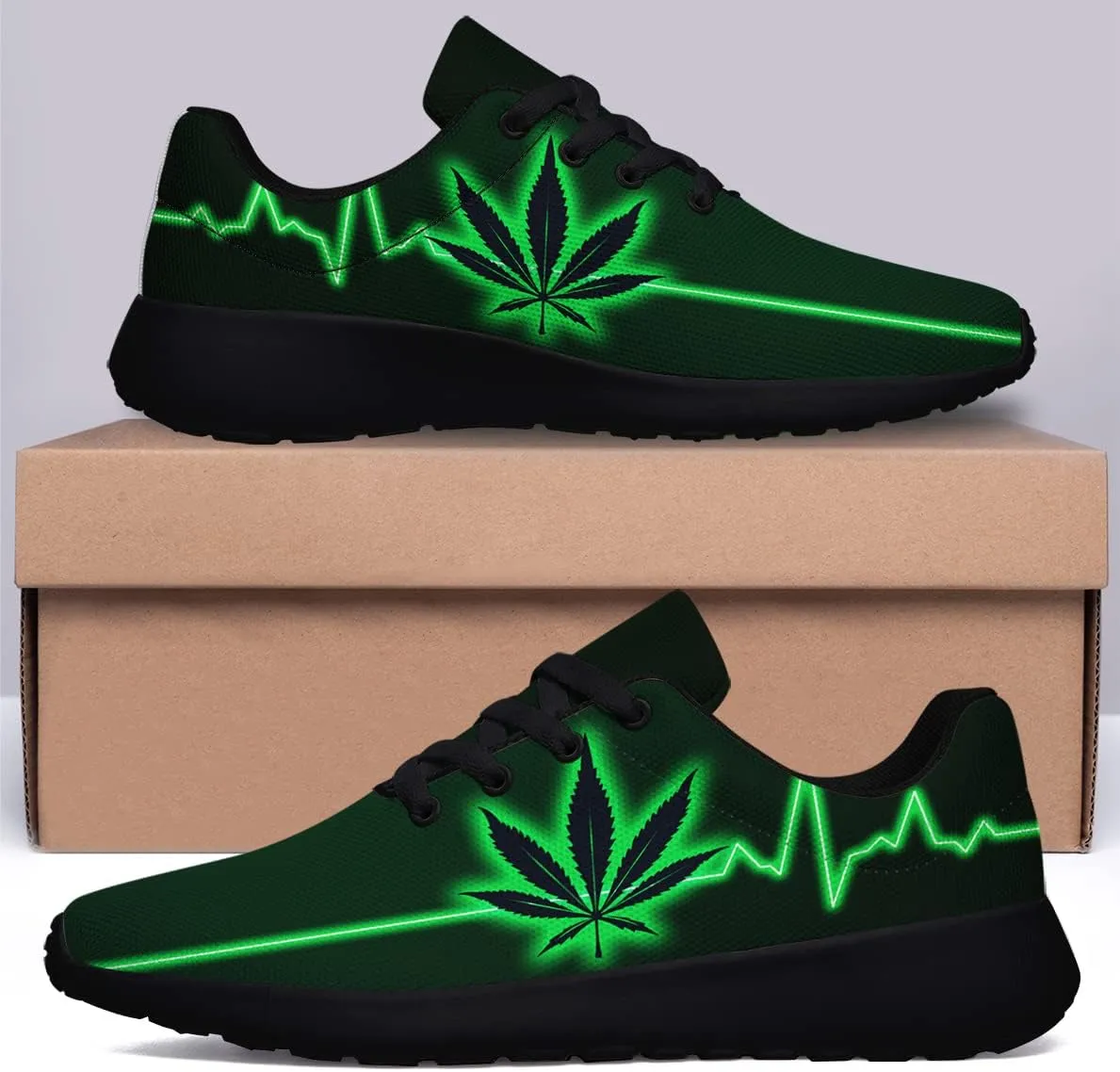 Sonzj-II Marijuana Leaf Shoes Mens Womens Pot Leaf 420 Weed Running Sneakers Cannabis Leaf Walking Tennis Shoes
