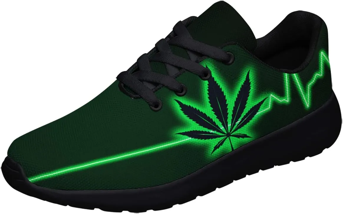 Sonzj-II Marijuana Leaf Shoes Mens Womens Pot Leaf 420 Weed Running Sneakers Cannabis Leaf Walking Tennis Shoes