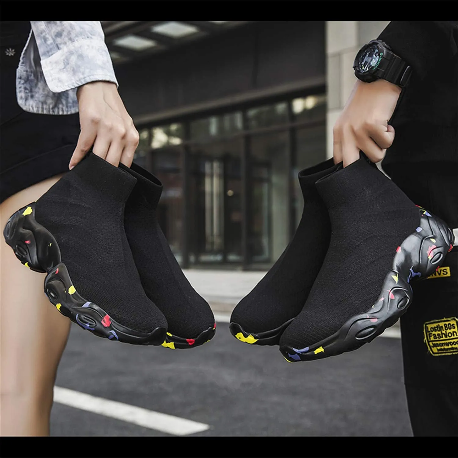 SUNROLAN Fashion Sneakers for Women Lightweight Athletic Running Shoes Breathable Walking Short Sock Shoes