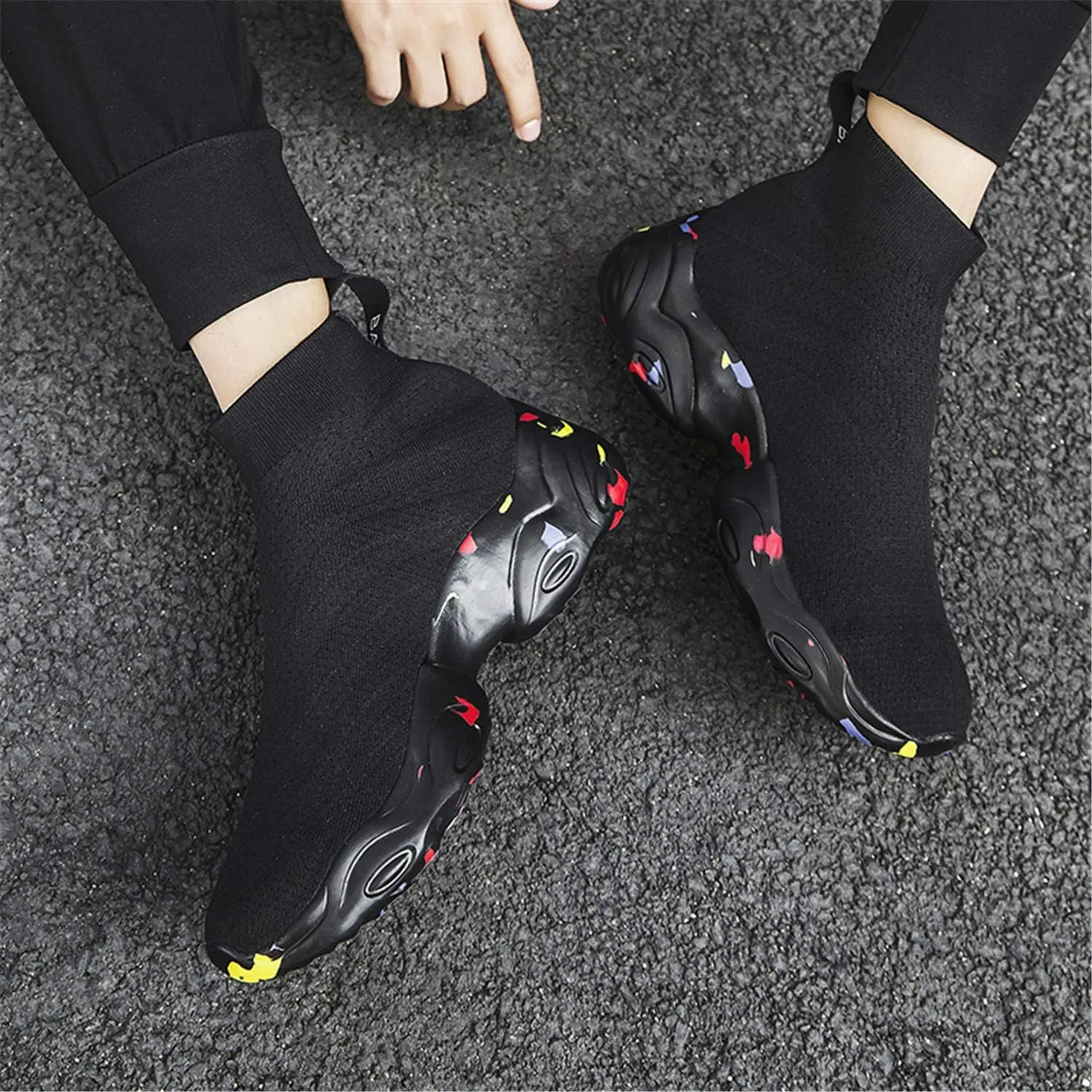 SUNROLAN Fashion Sneakers for Women Lightweight Athletic Running Shoes Breathable Walking Short Sock Shoes
