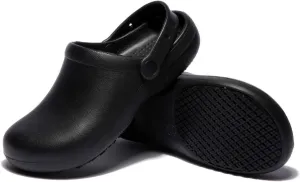 Unisex Nursing Chef Shoes Clock Work Slip Resistant Clog Shoes (W10.5/M9.5/43) Black