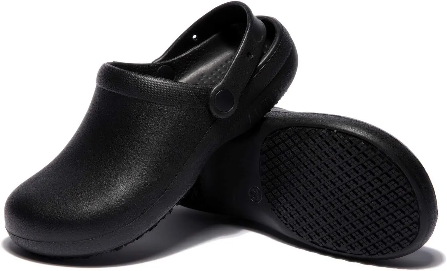 Unisex Nursing Chef Shoes Clock Work Slip Resistant Clog Shoes (W10.5/M9.5/43) Black