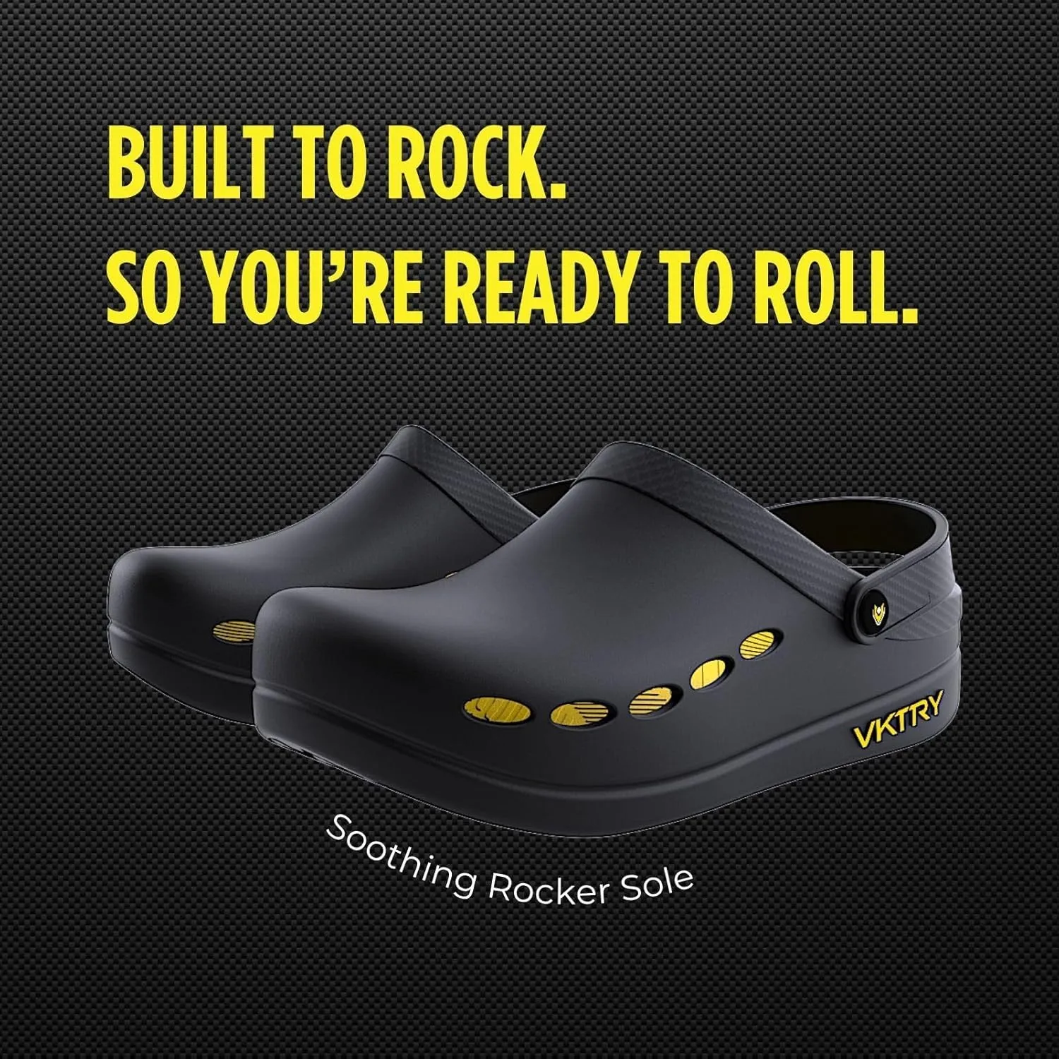 VKTRY Performance Recovery Clogs – Cushioned EVA with Carbon Fiber Stability | Rocker Sole, Ventilated Comfort, Deep Heel Cup, Slip-Resistant Grip, Removable Rear Strap