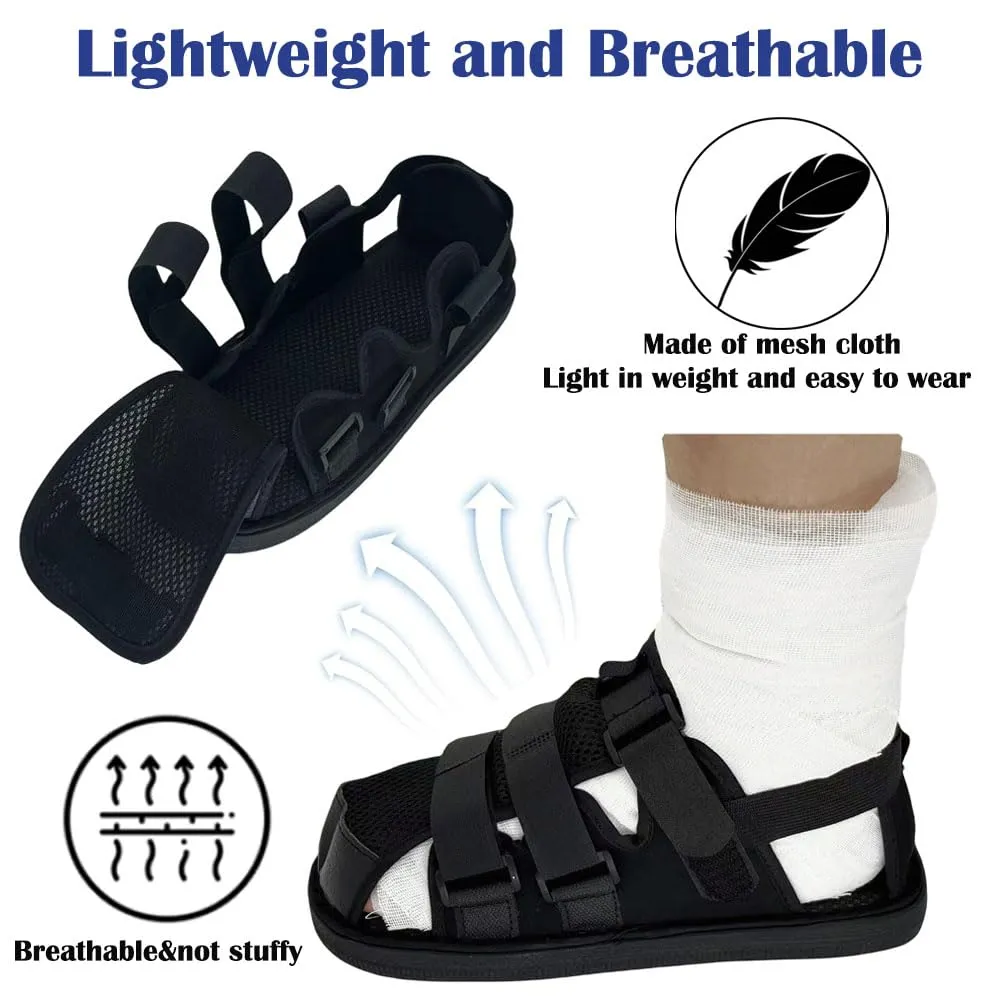 WEEOATAR Post-op Shoe Recovery Shoe,Walking Aid,Non-Slip Easy to Wear with Magic Sticker,Adjustable Protective Shoes for Broken Foot or Toe,Stress Fractures,Bunions,or Hammer 1pc(Black,XL)