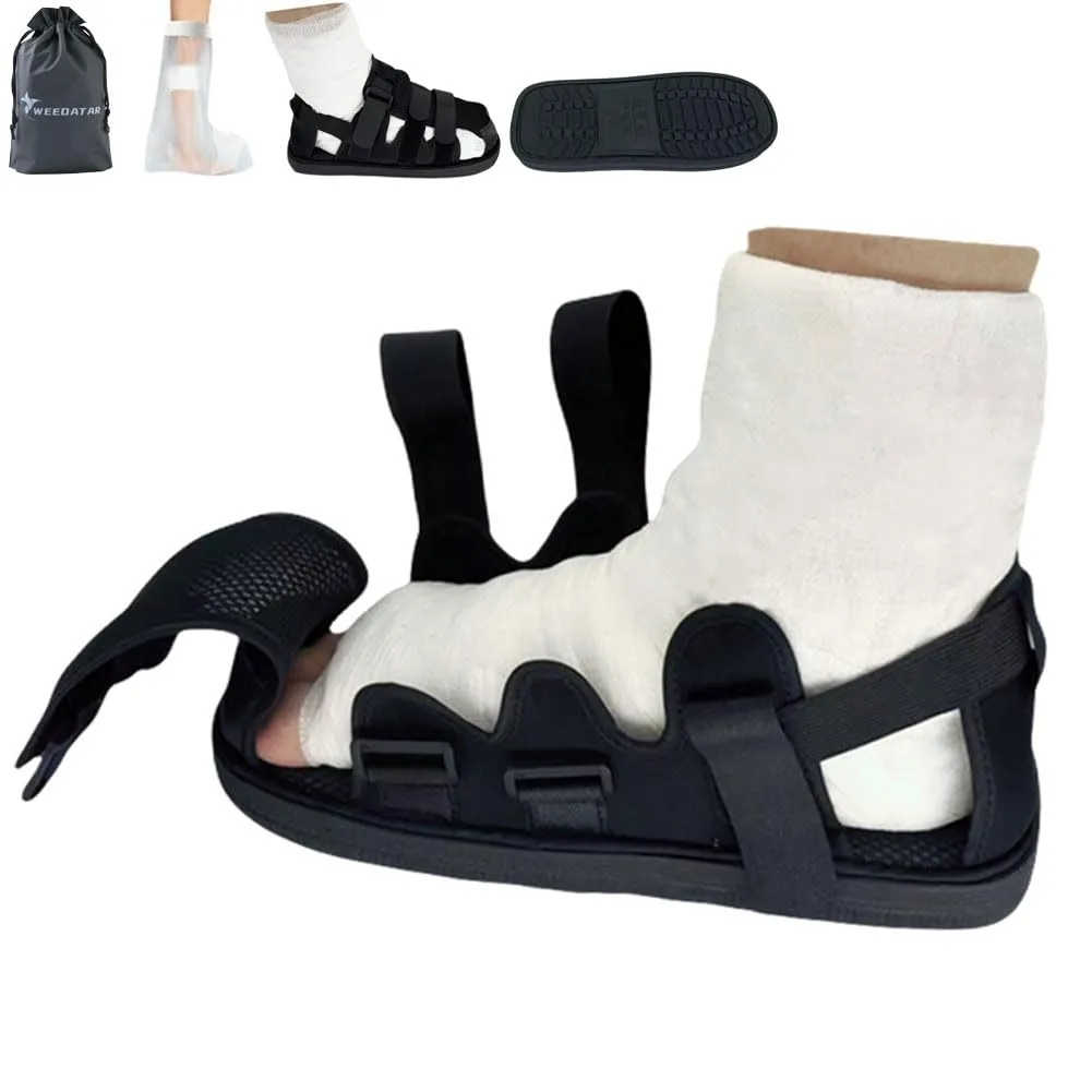WEEOATAR Post-op Shoe Recovery Shoe,Walking Aid,Non-Slip Easy to Wear with Magic Sticker,Adjustable Protective Shoes for Broken Foot or Toe,Stress Fractures,Bunions,or Hammer 1pc(Black,XL)