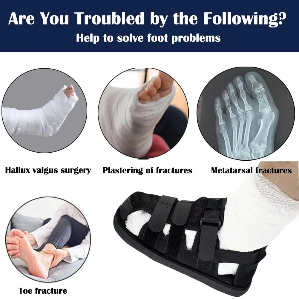 WEEOATAR Post-op Shoe Recovery Shoe,Walking Aid,Non-Slip Easy to Wear with Magic Sticker,Adjustable Protective Shoes for Broken Foot or Toe,Stress Fractures,Bunions,or Hammer 1pc(Black,XL)